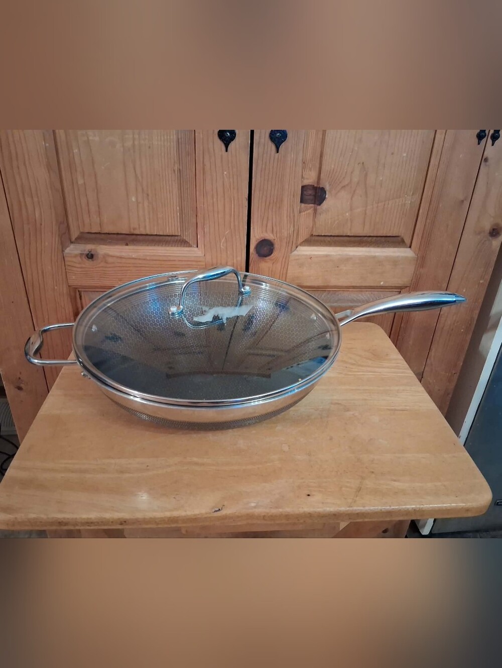 HexClad 12" Hybrid Wok with Lid Stainless Steel Nonstick Pan